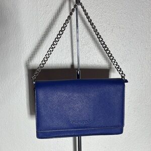 Kate Spade Blue Leather Chain Crossbody Bag
